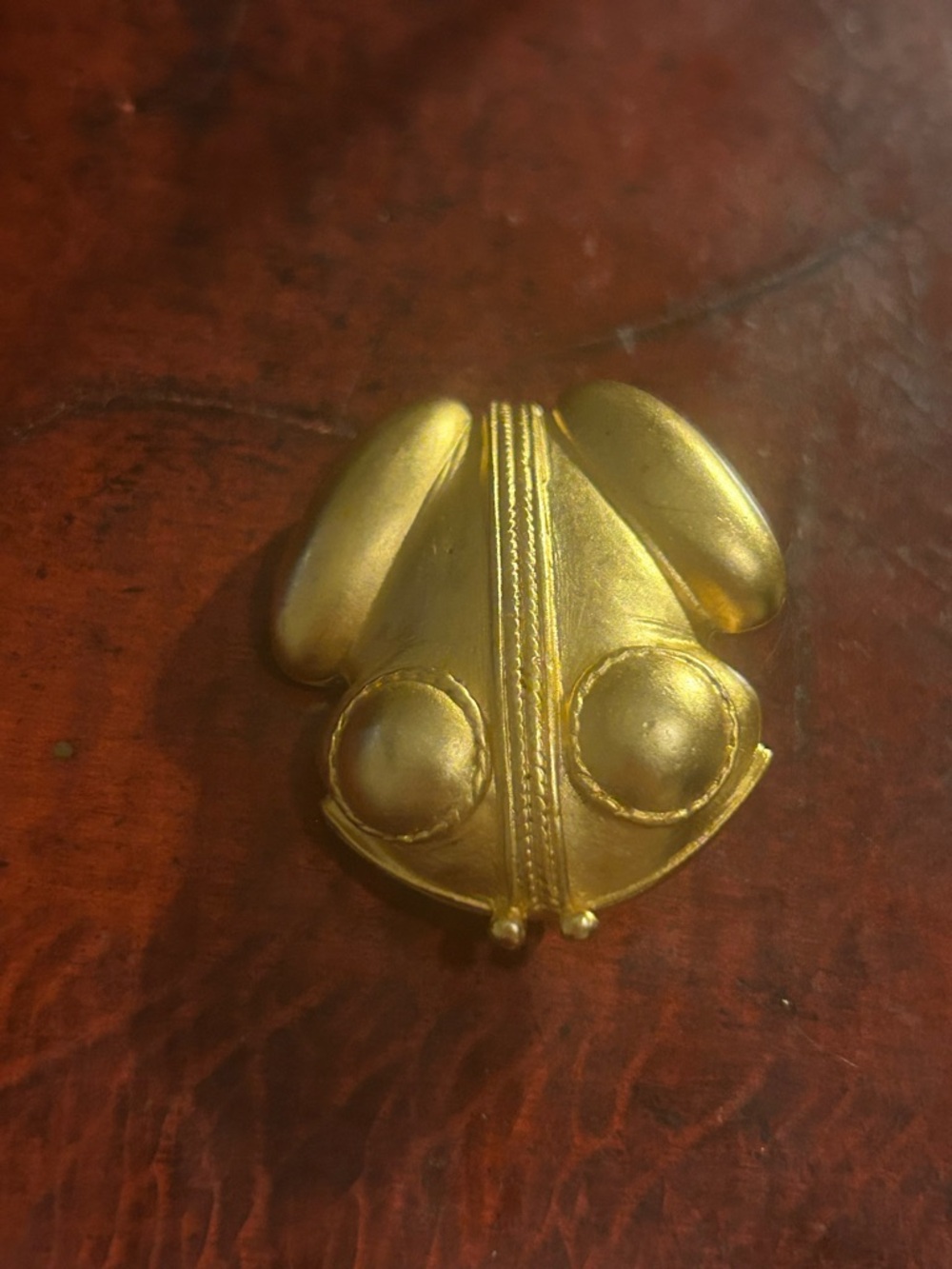 Rare Vintage Kenneth Lane Gold Tone Pre Colombian Frog Brooch